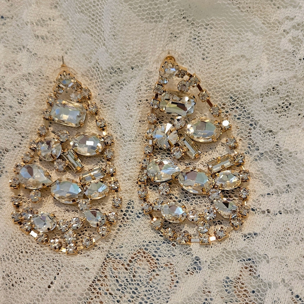 Sparkling Gold and Silver Crystal Earrings